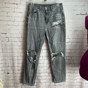 American Eagle Outfitters size 6 regular distressed gray mom jeans